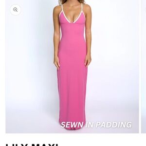 93 Play Street - Poppy Pink Lily Triangle Maxi Dress- Small- NWT